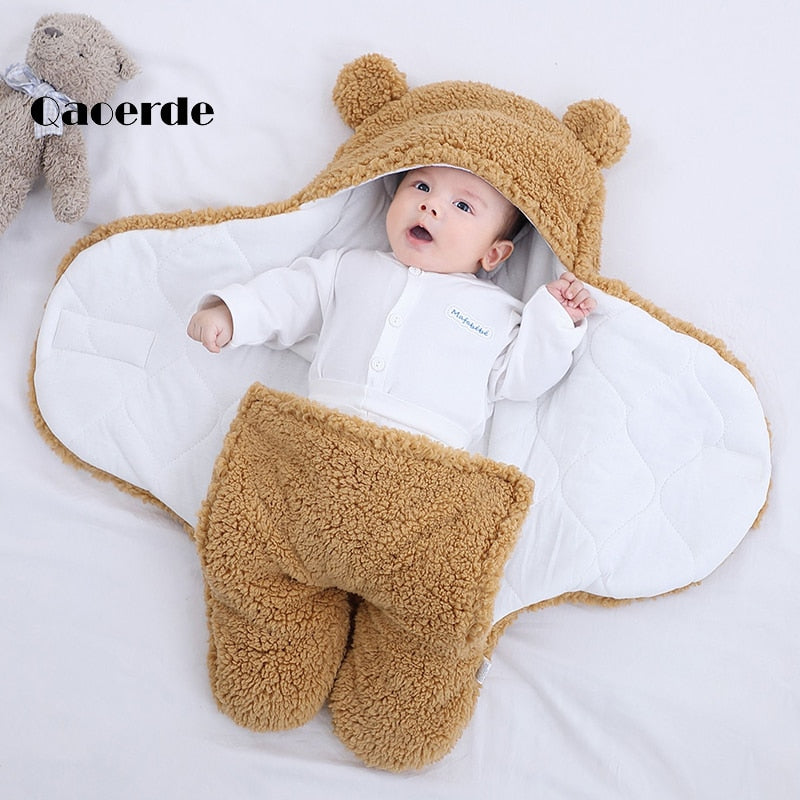 Baby Sleeping Bag Ultra-Soft Fluffy Fleece Newborn Receiving Blanket Infant Boys Girls ClothesSleeping Nursery Wrap Swaddle