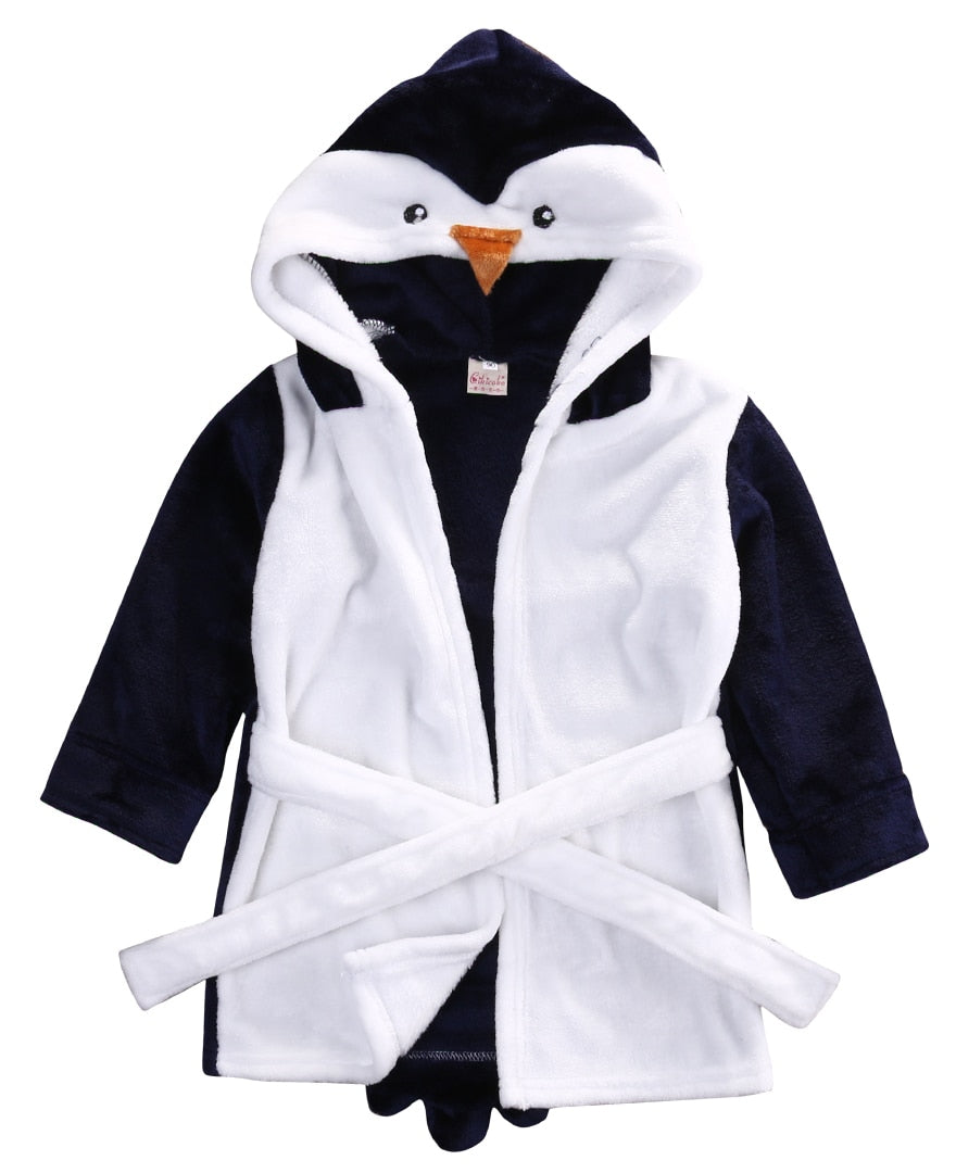 Lovely Baby Girls Cartoon Hooded Bathrobe Child Toddler Bathing Towel Robe Cute Winter Baby Clothing Sleepwear