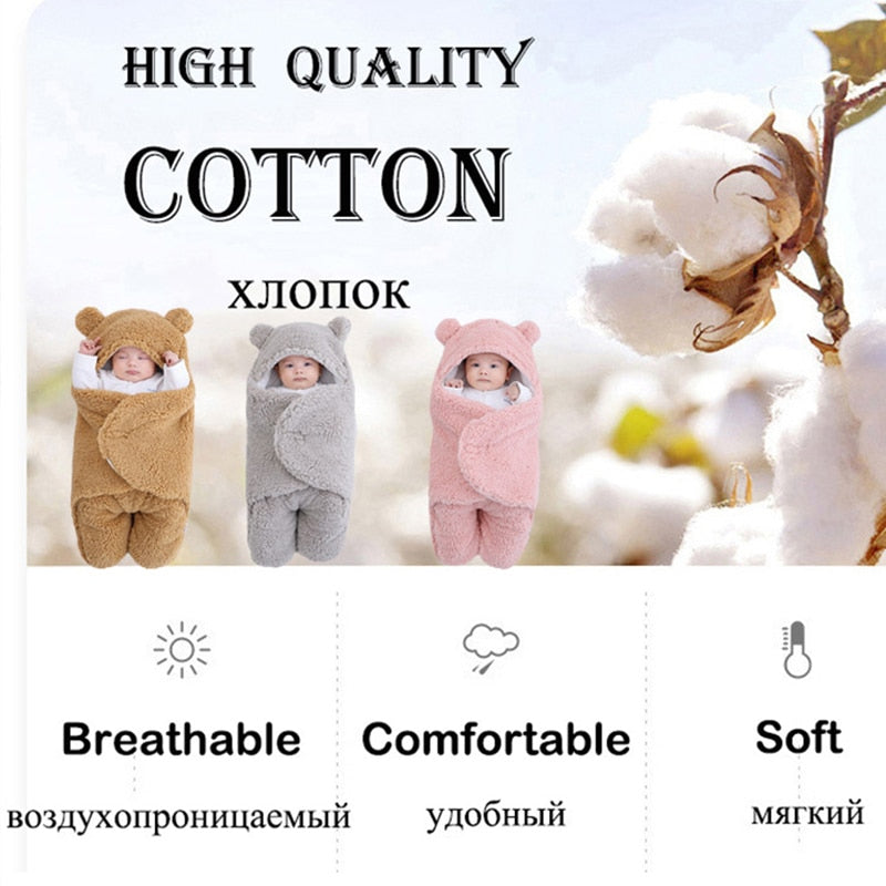 Baby Sleeping Bag Ultra-Soft Fluffy Fleece Newborn Receiving Blanket Infant Boys Girls ClothesSleeping Nursery Wrap Swaddle