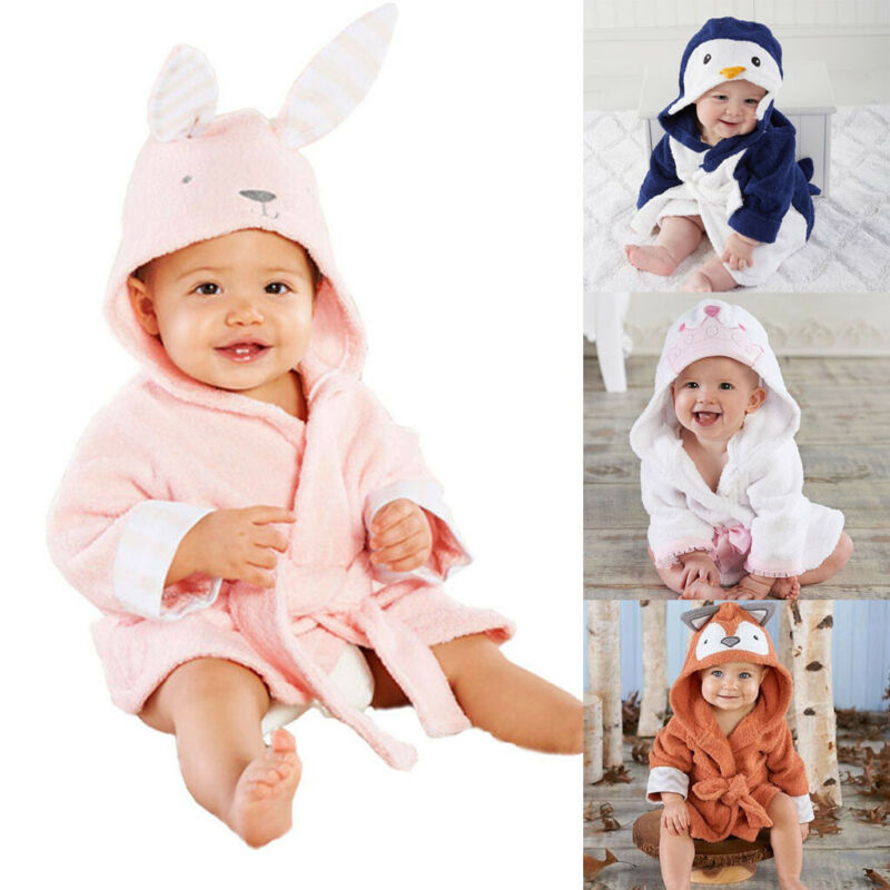 Lovely Baby Girls Cartoon Hooded Bathrobe Child Toddler Bathing Towel Robe Cute Winter Baby Clothing Sleepwear