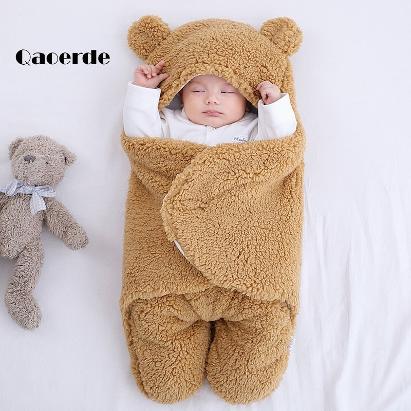 Baby Sleeping Bag Ultra-Soft Fluffy Fleece Newborn Receiving Blanket Infant Boys Girls ClothesSleeping Nursery Wrap Swaddle