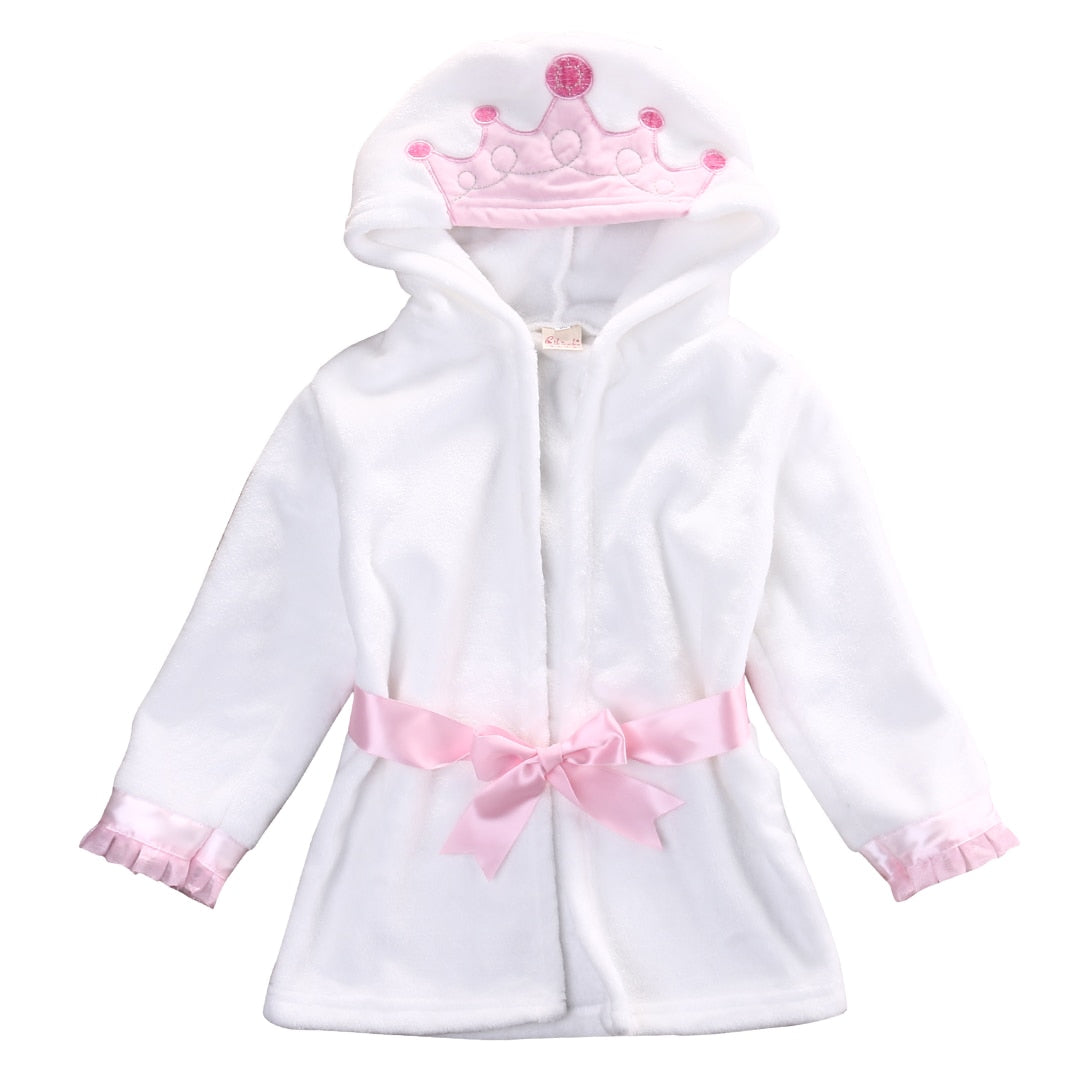 Lovely Baby Girls Cartoon Hooded Bathrobe Child Toddler Bathing Towel Robe Cute Winter Baby Clothing Sleepwear