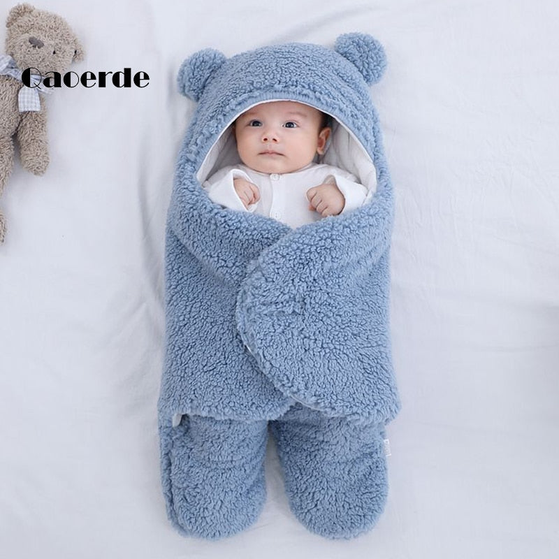 Baby Sleeping Bag Ultra-Soft Fluffy Fleece Newborn Receiving Blanket Infant Boys Girls ClothesSleeping Nursery Wrap Swaddle