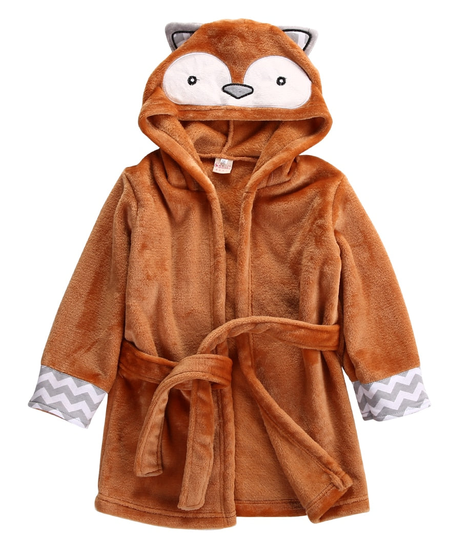 Lovely Baby Girls Cartoon Hooded Bathrobe Child Toddler Bathing Towel Robe Cute Winter Baby Clothing Sleepwear