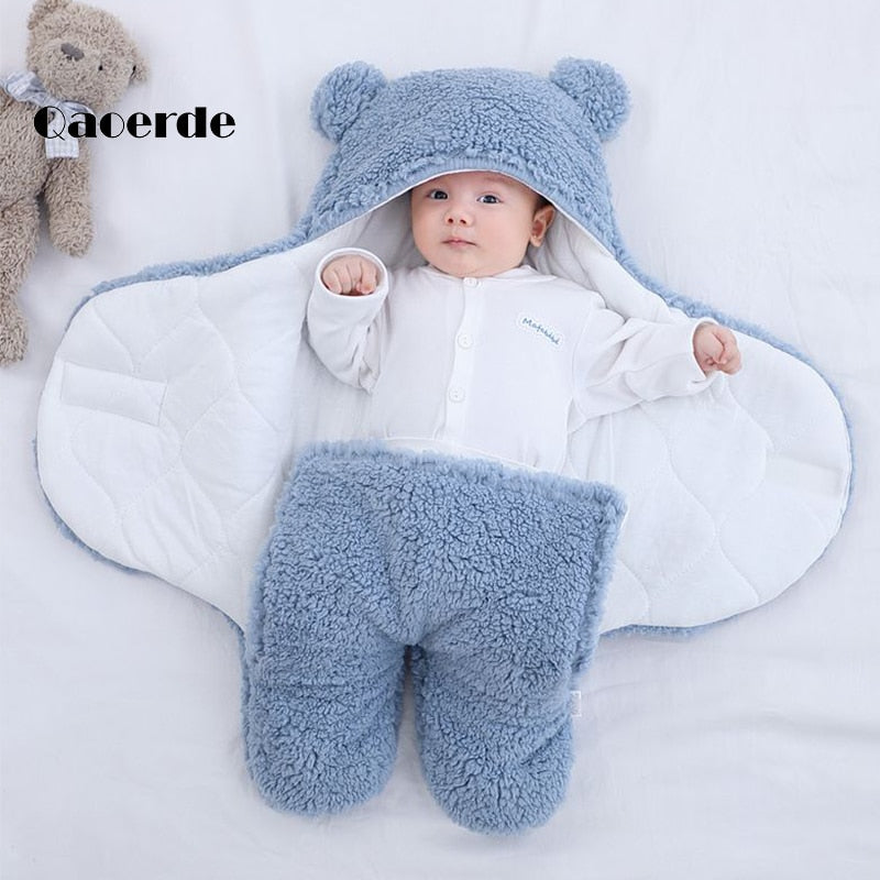 Baby Sleeping Bag Ultra-Soft Fluffy Fleece Newborn Receiving Blanket Infant Boys Girls ClothesSleeping Nursery Wrap Swaddle